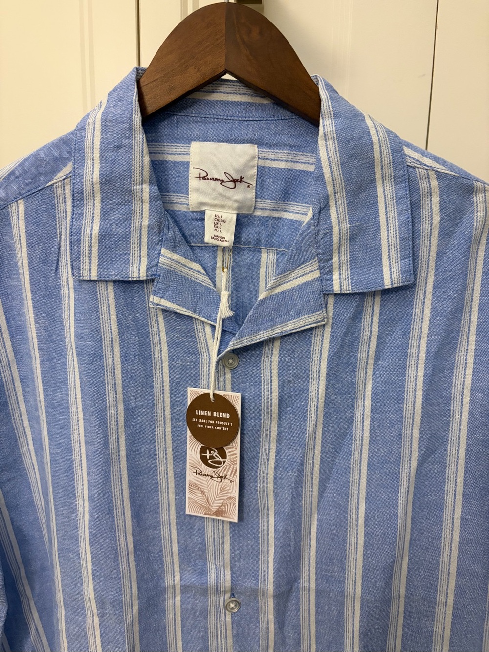 Panama Jack Linen Blend Blue Stripe Men’s Shirt